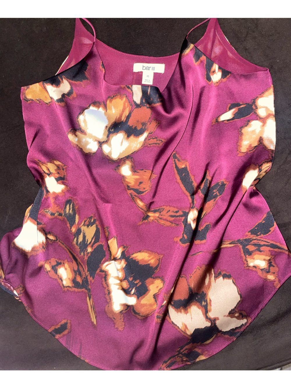 Bar III Plum Floral Satin Cami Top